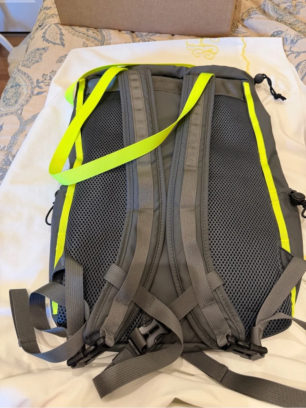 Gray Elliker Backpack with Neon Yellow Straps - Dayle Roll-Top Backpack NWT